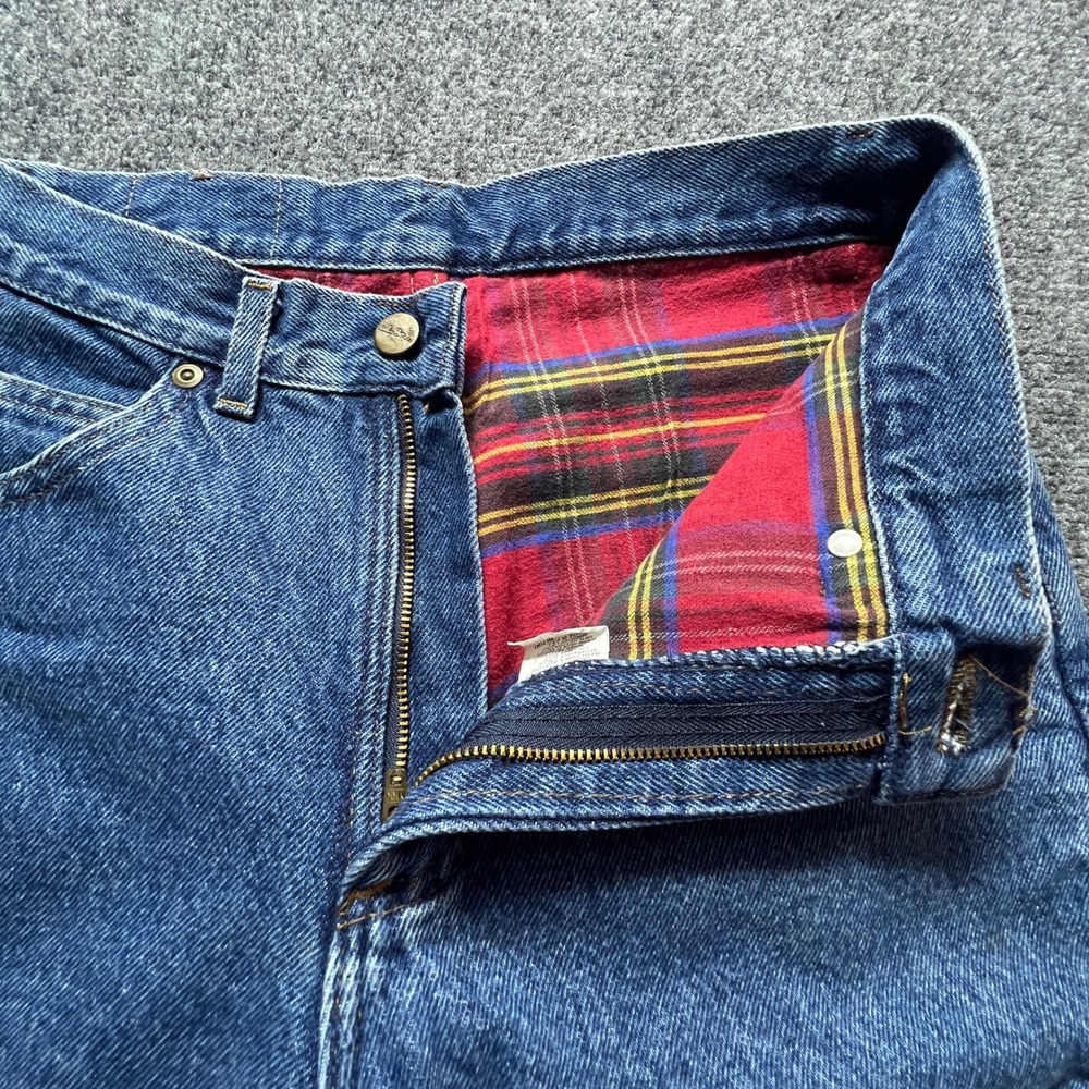 Vintage LL Bean Flannel Lined Jeans Mens 30x30 Made in USA Denim Plaid 29x29.5